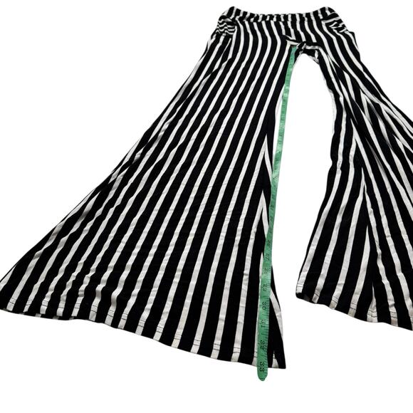 JOSEPH RIBKOFF Black White Vertical Stripe Flare Leg Knit Pants Size 2 Pull On - Picture 7 of 10